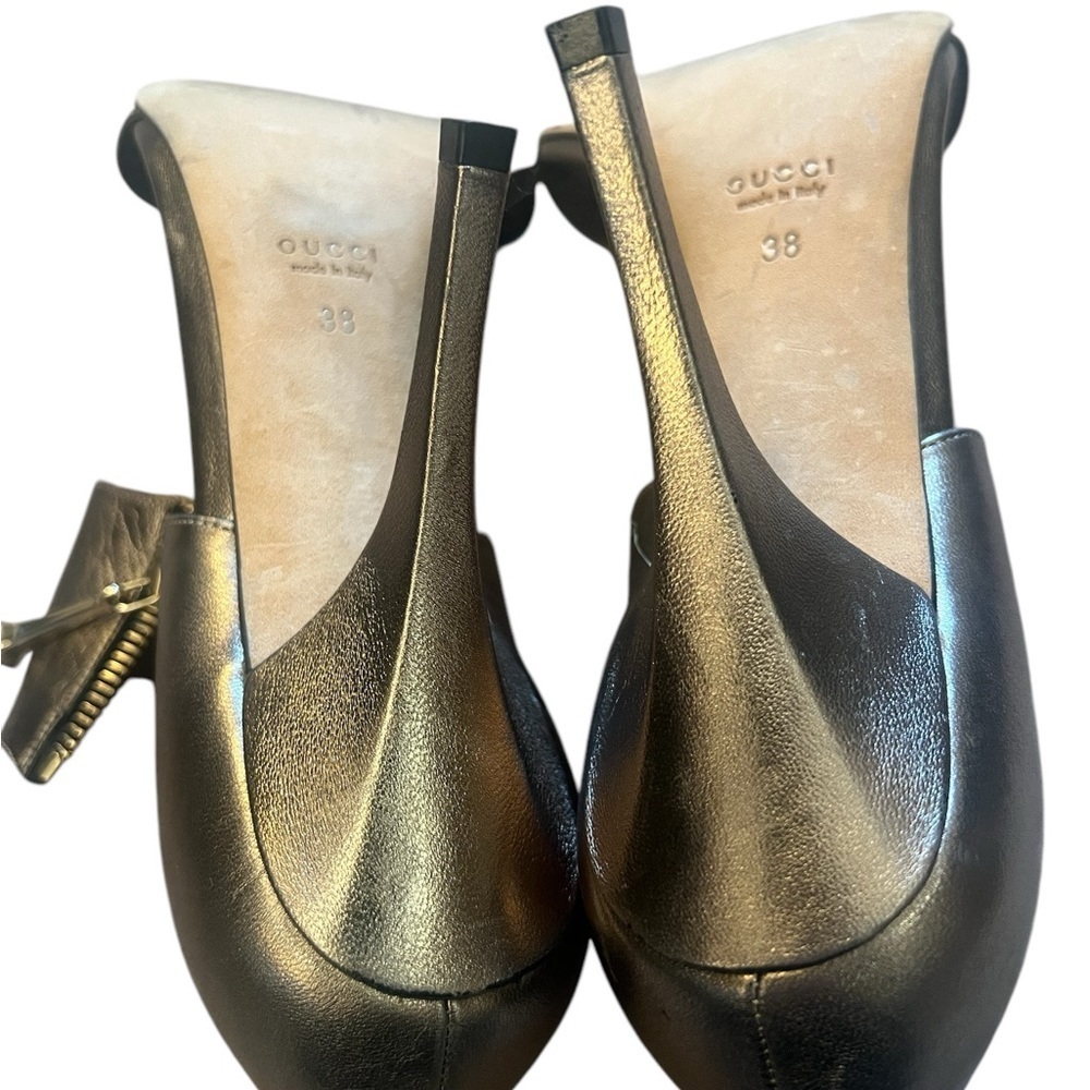 Gucci Drew Bronze Metallic Nappa Leather Pumps - Picture 5 of 8